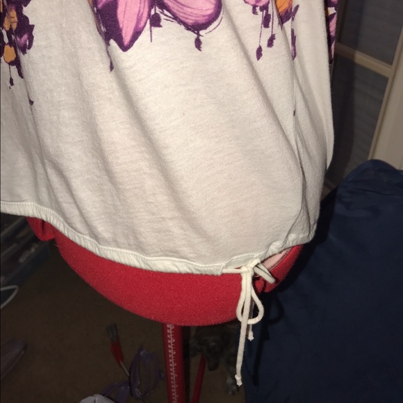 AMERICAN EAGLE PURPLE FLORAL TIE WAIST TANK TOP XS - Picture 3 of 5